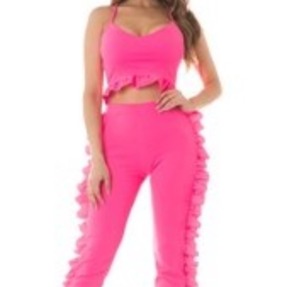 New Fuchsia Ruffle Pant Set - image 4